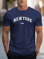 Men'S Stylish Casual Short-Sleeve T-Shirt With A New York Usa Graphic Print, Comfortable And Versatile. - Image 6