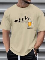 Men'S Beer Graphic Print Casual Crew Neck T-Shirt - "Friday" Design, White, Short Sleeve, Polyester, Relaxed Fit, Perfect For Casual Attire - Image 3