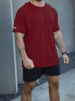 One Piece Plus Size Men'S Solid Short Sleeve Sports T-Shirt, Casual Fashion Tee With 3-Position Print 520, Plus Size - Image 3