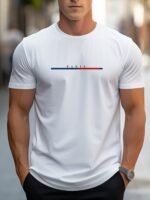 Mbdmbd Men'S Trendy Paris Flag-Inspired Print T-Shirt - Casual Crew Neck, Breathable Polyester Blend, Machine Washable - Perfect For Summer, Shoulder, T-Shirt - Image 5
