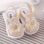 Charming Girls' Floral Sandals For Spring/Summer - Breathable, Comfortable Sole & Ankle Strap For Babies & Toddlers - Casual/Vintage Style In Pink & Beige - Image 5