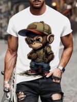 Men'S Plus Size 3D Graphic Tee - Casual & Sporty Short Sleeve T-Shirt For Big And Tall, Comfortable Polyester Blend, Machine Washable, Summer, Novelty Print, Plus Size - Image 3