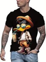 Graphic T-Shirt Featuring Anime Characters For Plus Size Men | Made From 100% Polyester | Round Neck Sports Tee For Men | Short Sleeves With 3D Print | Slightly Stretchy Fabric | Casual Summer Knit Tops | Standard Adult Shirts - Image 3