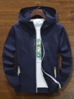 Unisex Summer Hooded Jacket With Reflective Zipper Design, Ultra-Thin Breathable Quick-Dry Windproof Sports Coat For Outdoor Night Running, Cycling, Fishing Sun Protection Top - Loose Fit Hooded Zip-Up Shirt - Image 2