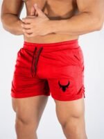 Men'S Slim Fit Athletic Shorts With Bull Head Print - Breathable Mesh, Stretch Polyester Fabric For Running, Gym, And Outdoor Activities, Casual Summer Shorts|Slim Fit Shorts|Wireframe Design - Image 4