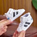 Infant Toddler Mid-Top Sneakers - Unisex Baby Sports And Casual Shoes With Adjustable Strap Closure, Pu Upper, Soft Fabric Sole For Comfort, Anti-Slip For Spring/Fall - Solid Color Everyday Wear - Image 3