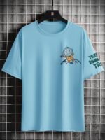 Men'S Space-Themed Graphic Tee - "Take A Romantic Trip" With Astronaut & Planets Design, Light Blue Casual Short Sleeve T-Shirt, Summer Streetwear, Space T Shirt - Image 6
