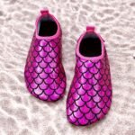 Girls' Sparkling Mermaid Scale Aqua Socks - Breathable Slip-On Footwear With Soft Tpr Sole For Beach, Pool & Outdoor Activities - Vibrant Colors, All-Season Use, Easy Wear - Image 2