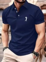 Men'S Green Polo Shirt With White Golf Player Print - Casual, Short Sleeve, Regular Fit, Summer Top For Golf, Sports, And Casual Attire, Golf Apparel | Casual Style | Glossy Finish - Image 5