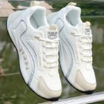 1 Pair Mainalun Men'S Breathable Training Sneakers With Inner Height Increase, Lightweight Lace-Up Low-Top Shoes For Running, Outdoor & Casual Wear - White & Black With Golden Accents, Plus Sizes Available, Gym Shoes, Athletic Footwear, Sporty Look, Durable Pvc Sole - Image 6