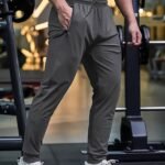 Men'S Casual Joggers - Fashionable Tapered Sports Pants, Comfortable Running Trousers, Polyester Blend, Solid Color, Zip Detail, Machine Washable For Spring/Fall, Autumn, Basic, Zipper