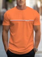 Men'S Casual Orange T-Shirt With "Mbdmbd" Print - Short Sleeve, Round Neck, Lightweight & Stretchy, Summer Style, Adult Size, Casual Wear|Graphic Tee|Lightweight Shirt