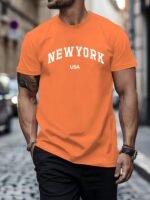 Men'S Stylish Casual Short-Sleeve T-Shirt With A New York Usa Graphic Print, Comfortable And Versatile. - Image 5