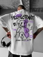 Men'S Oversized Graphic T-Shirt - "Perfection" With Playful Bear Design, Loose Fit, Comfortable & Easy Care, Perfect For Casual Streetwear, Everyday Tshirt | Trendy Streetwear | Bold Lettering Shirt, Plus Siz, Plus Size