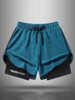 Men'S Quick-Dry Athletic Shorts - Lightweight, Breathable With Liner For Running & Fitness, Stretchy Polyester Blend, Machine Washable