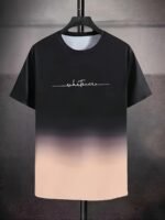 "Whatever" Print Gradient Crew Neck T-Shirt For Men, Trendy Casual Short Sleeve Top, Men'S Tee For Summer Outing - Image 5