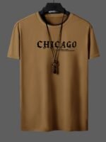 Men'S Chicago Graphic T-Shirt - Breathable Summer Tee With Bold Lettering - Lightweight Crewneck Shirt For Everyday & Formal Wear - Chicago-Themed Apparel For Men, Chicago T Shirt, Casual Outfit, Trendy Design, Comfortable Fit, Short Sleeve Top, Urban Style, Streetwear Fashion, Modern Design, Durable Material, Print Top, Adult Clothing, Sweat-Resistant - Image 3