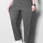 1Pc Men'S Plus Size Casual Sports Pants, Polyester Stretch, Solid Color, Regular Fit, Zipper Detail, Spring/Summer Collection