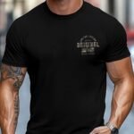 Men'S Original Graphic T-Shirt - Black Retro Vintage Tee, Lightweight Summer Shirt For Casual Everyday & Formal Outfits - Classic Fit Crewneck Top, Vintage T Shirts, Versatile Clothing, Bold Print Design, Breathable Fabric, Short Sleeve Top, Adult Clothing, Streetwear Style, Durable Construction, Basic Top, Young Adults