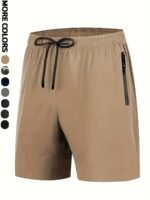 Men'S Camo Pattern Quick-Dry Athletic Shorts - Breathable, Elastic Waistband With Drawstring, Zippered Pockets For Running, Gym, Cycling & Hiking, Hiking Apparel | Camouflage Shorts | Zippered Pockets - Image 3
