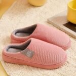 Cozy Striped Slip-On Indoor Slippers - Soft Fabric, Pvc Sole, Round Toe Home Shoes In Multiple Colors, Perfect For Autumn/Winter - Image 3