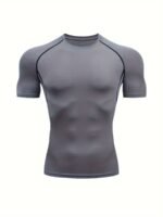 Men'S High-Elasticity Athletic Compression T-Shirt - Breathable, Quick-Dry, Short Sleeve, Red With Black Accents, Round Neck, 90% Polyester & 10% Elastane, Ideal For Gym & Outdoor Activities, Gym Clothes - Image 9