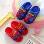 Pair Of Kids' Plush Slippers With Spider-Man Print Design, New Autumn/Winter Style For Boys - Black/Blue/Red Options, Easy Slip-On Baby Shoes, Lightweight And Comfortable Indoor Floor Mats, Perfect Holiday Gift, Ideal For Fall Winter Summer, Fashion Statement, Winter Accessory, Cartoon Print, Kids Footwear, For Teenager, For Outdoor - Image 8
