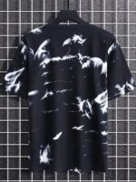 Men'S Casual Short Sleeve T-Shirt - Gradient Ink Splatter & Bird Pattern Design, Green & White Opaque Polyester Blend Knit Fabric, Breathable Round Neck Tee For Spring/Summer Daily Wear & Vacation, Leisure Apparel, Relaxed Fit Shirt, Opaque Material, Plus Size - Image 7