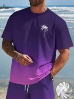 Men'S Fashion Crewneck Short-Sleeved Shorts Two-Piece Set, 3D Digital Printing Hd Pattern, Summer Leisure And Comfortable Vacation Sports Men'S Wear - Image 4