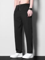 Men'S Plus Size Casual Pants - Lightweight, Quick-Dry, Breathable Sports & Fitness Trousers, Black Polyester, Machine Washable, Plus Size Pants, Plus Size