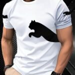 Men'S 3D Print Cat Graphic T-Shirt - Casual Short Sleeve Summer Tee With Black & White Contrast Design, Breathable Round Neck Top For Outdoor Activities, Machine Washable, Relaxed Fit Shirt, Durable Fabric, Detailed Print Quality, Streetwear Fashion, Lightweight Material, Street Style