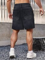 Men'S Casual Stylish Visual Illusion Faux Denim Patterned Digital Print Shorts, Plus Size - Image 7