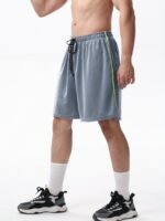 Large Size Men'S Spliced Color-Blocking Quick-Drying Shorts, 2 Pockets With Elastic Waist Rope Design, Men'S Fitness Sports Outdoor Casual Wear, Plus Size - Image 7