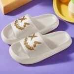 Ouranni Boys' & Girls' Lightweight Eva Slippers - Cartoon Clown Design, Non-Slip Indoor/Outdoor Sandals For All Seasons, Beach & Casual Wear, Black With White Clown Faces, Comfortable Open-Toe Slippers, Beach Footwear, Playful Footwear, Durable Footwear, For Teenager, For Teenager - Image 5