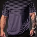 Men'S Plus Size Black Dot Print Short Sleeve T-Shirt, Casual Crew Neck Tee, Fashion Breathable Quick-Dry Top, Loose Fit Outdoor Streetwear, 95% Polyester 5% Spandex, 150G/M? Knit Fabric
