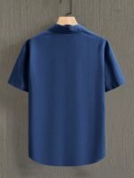 Men'S Casual Short Sleeve Button-Up Shirt - Wrinkle-Resistant Polyester, Dark Gray With Collar & Chest Pocket, Lightweight Summer Wear For Everyday Use, Everyday Shirt | Modern Casual Style | Polyester Fabric, Short Sleeve Tops, Plus Size - Image 10