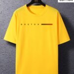 Men'S 210G T-Shirt - Soft Everyday Casual Tee With Bold Boston Lettering, Bright Yellow Shirt For Everyday & Special Occasions - Breathable Round Neck Top, Comfortable Fit, Back To Basics, Classic Design, Lightweight Material, Short Sleeve Shirt, Urban Style