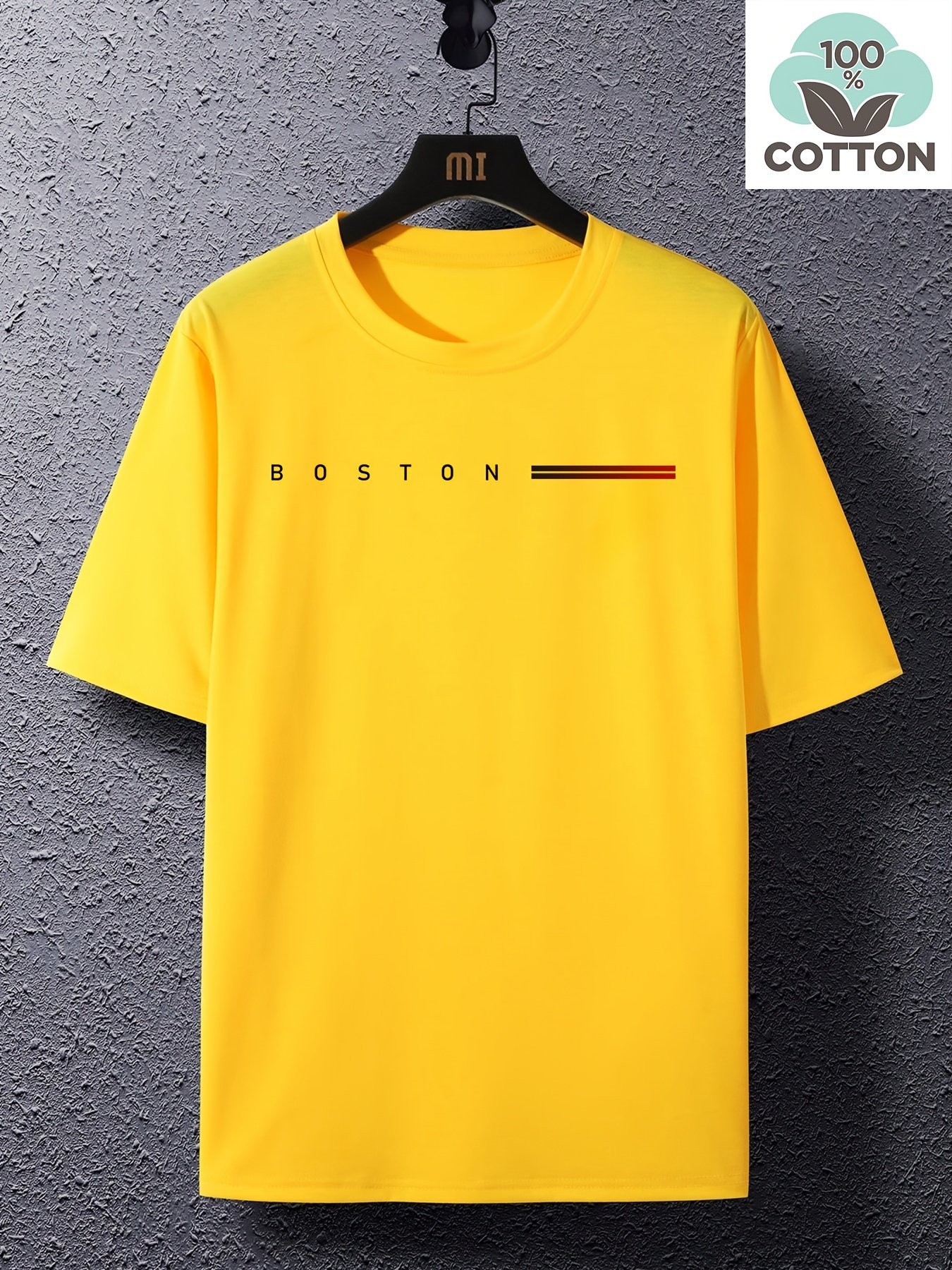 product-fancy-3e5189b5-fee1-4e06-b55e-fe50d0283f0f.jpg Men'S 210G T-Shirt - Soft Everyday Casual Tee With Bold Boston Lettering, Bright Yellow Shirt For Everyday & Special Occasions - Breathable Round Neck Top, Comfortable Fit, Back To Basics, Classic Design, Lightweight Material, Short Sleeve Shirt, Urban Style - Image 1