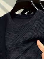 Plus Size Men'S Casual Sport T-Shirt - Breathable Jacquard, Machine Washable, Regular Fit Round Neck For Spring Summer Fall Outdoor & Casual Attire, Casual Sportswear | Round Neck Top | Nontransparent Clothing, Plus Size - Image 6