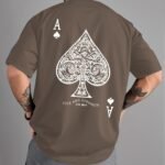 Men'S Ace Of Spades Poker Print Casual T-Shirt - Soft Polyester Blend, Crew Neck, Short Sleeve, Machine Washable