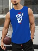 "Never Give Up" Print Comfy Breathable Tank Top, Men'S Casual Stretch Sleeveless T-Shirt For Summer Gym Workout Training Basketball - Image 6