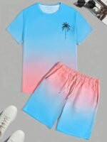 Men'S Fashion Crewneck Short-Sleeved Shorts Two-Piece Set, 3D Digital Printing Hd Pattern, Summer Leisure And Comfortable Vacation Sports Men'S Wear - Image 6