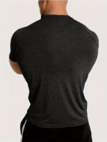 Men'S Quick-Dry Athletic T-Shirt - Moisture-Wicking Workout Shirt, Non-See-Through Gym Tee For Running, Training, Casual Casual Attire - Breathable Muscle Shirt With Round Neck & Short Sleeves - Ideal For Fitness Enthusiasts & Casual Outfits, Running Apparel, Sleek Design, Stretchy Fabric, Training Top, Active Lifestyle - Image 5