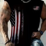 Men'S Oversized Patriotic Print Sleeveless T-Shirt - Comfortable & Breathable Summer Fitness Training Vest, 95% Polyester With Spandex, Machine Washable, Regular Fit For Men & Teens, Basketball Training Gear | Casual Style Vest | Polyester Spandex Blend, Plus Size