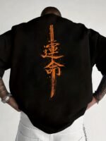 Men'S Japanese Samurai Sword Graphic T-Shirt - Casual Loose Fit Crew Neck, Short Sleeve Tee With Red Stylized Japanese Katanas Design, Breathable Polyester For Spring & Summer Outdoor Wear - Image 7