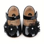 Baby Girls Soft Princess Dress Flats Shoes Infant Wedding Pearl Flower Decoration Mary Jane First Walker Newborn Shoe Baptism Shoes - Image 2