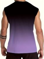 Men'S Plus Size Gradient "Faith" Print Tank Top - Breathable & Stretchy Sleeveless Shirt For Summer Fitness, Training & Casual Wear, Black To Teal Design, Summer Tank Tops, Plus Size - Image 9