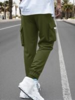 Men'S Plus Size Gray Cargo Pants - Streetwear Style, Non-Stretch Fabric, Regular Fit With Pockets, All-Season Comfort, Plus Size Casual Pants, Plus Size - Image 10
