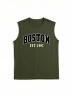 Obm Same Bond Men'S Sleeveless Athletic Tank Top With Boston Est. 1997 Print - Black & Golden, Regular Fit, Machine Washable, All-Season Workout & Casual Wear, Sports Apparel, Sporty Look, Nontransparent Fabric - Image 10