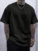 Men'S Plus Size Casual T-Shirt - Black Everyday Essential Tee, Breathable Summer Shirt For Big & Tall Sizes, Non-Transparent Fabric For Outdoor, Office, Formal Events - Easy-Care Round Neck Top, Outdoor Clothing, Simple Design, Durable Construction, Short Sleeve Top, Outdoor Apparel, Versatile Top, Relaxed Fit, Lightweight Material, Basic Tee, Adult Men, Plus Size